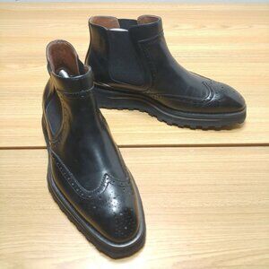 Leizilei Boots Men's 9.5‎ Black Brogue Chelsea Boots Handmade 900H01A